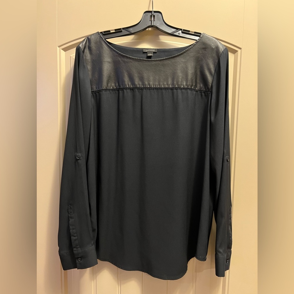 Ann Taylor Leather Accent Long Sleeve